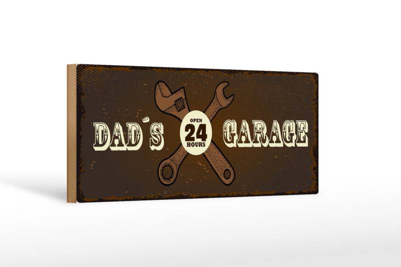 Femer GmbH Holzbild Hinweis 27x10 cm Dad´s Garage open 24 hours braunes, (1 St), Glatte Holzfaserplatte (MDF), vorn beschichtet von Femer GmbH