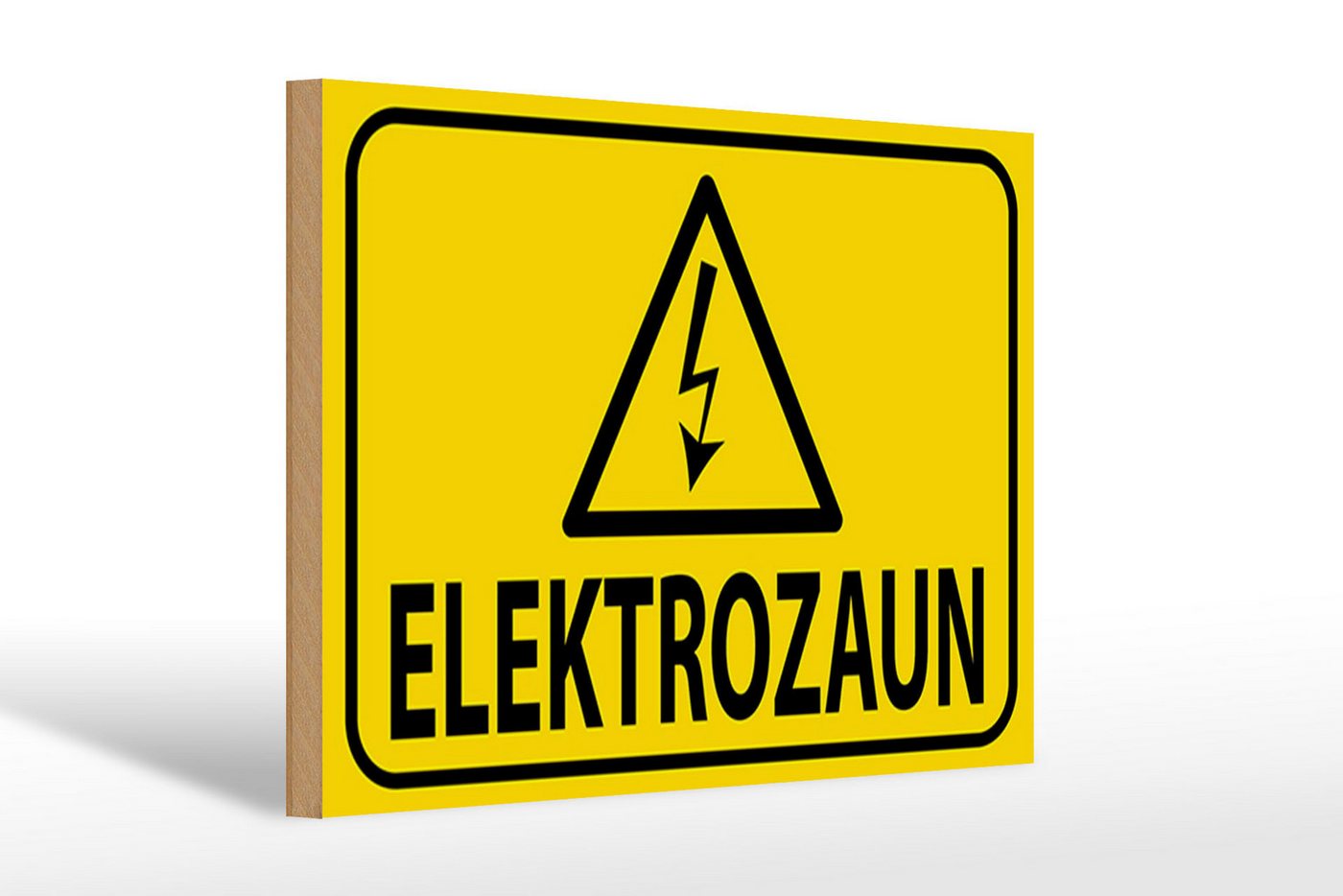 Femer GmbH Holzbild Hinweis 30x20cm Elektrozaun Warnschild Vorsicht, Hinweise und Warnungen (1 St), Glatte Holzfaserplatte (MDF), vorn beschichtet von Femer GmbH