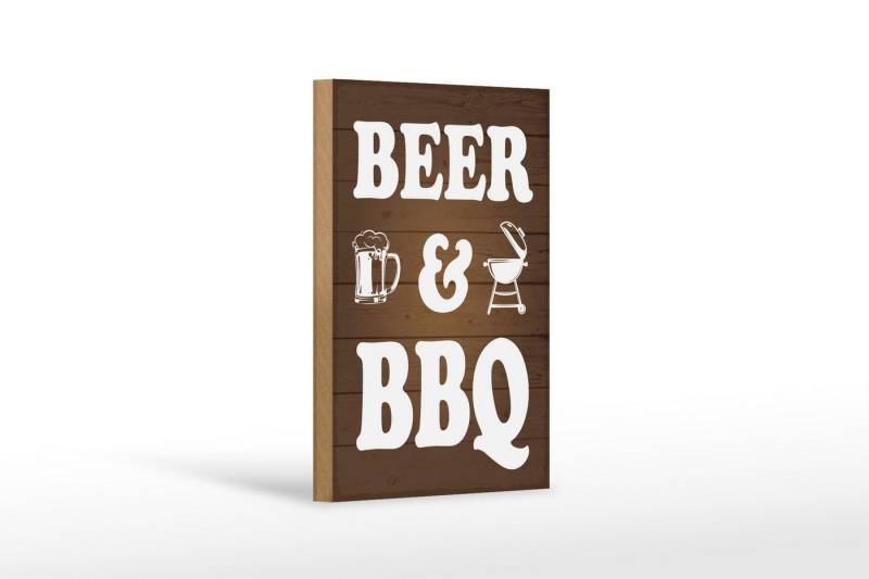 Femer GmbH Holzbild Hinweis 30x40 cm Beer and BBQ Grill Bierglas, (1 St), Glatte Holzfaserplatte (MDF), vorn beschichtet von Femer GmbH