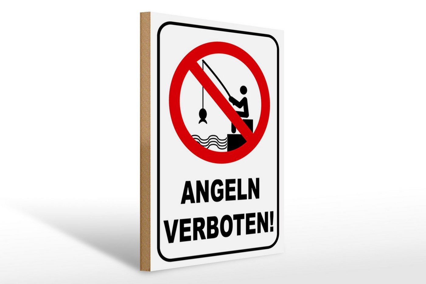Femer GmbH Holzbild Hinweis 30x40cm Angeln verboten Warnschild, Hinweise und Warnungen (1 St), Glatte Holzfaserplatte (MDF), vorn beschichtet von Femer GmbH