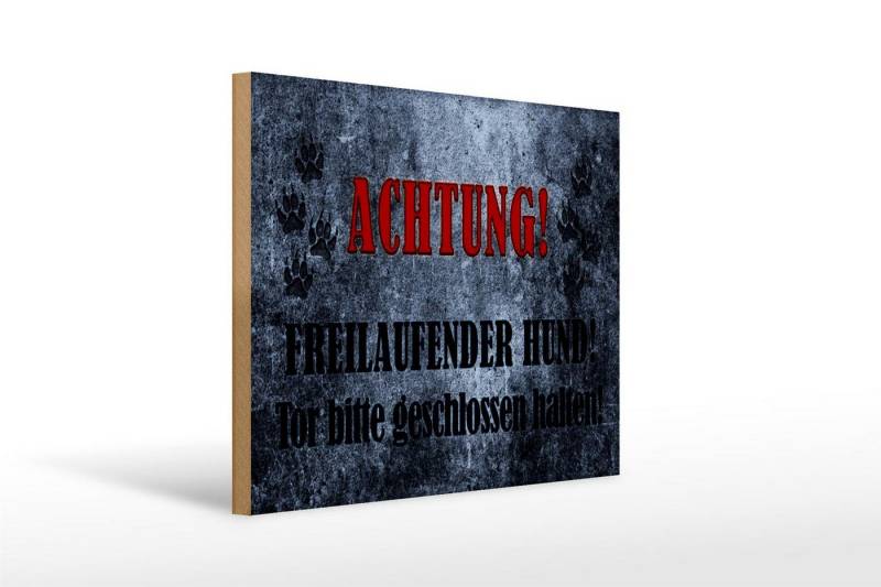 Femer GmbH Holzbild Hinweis 40x30cm Achtung freilaufender Hund graues Schild, Hinweise und Warnungen (1 St), Glatte Holzfaserplatte (MDF), vorn beschichtet von Femer GmbH
