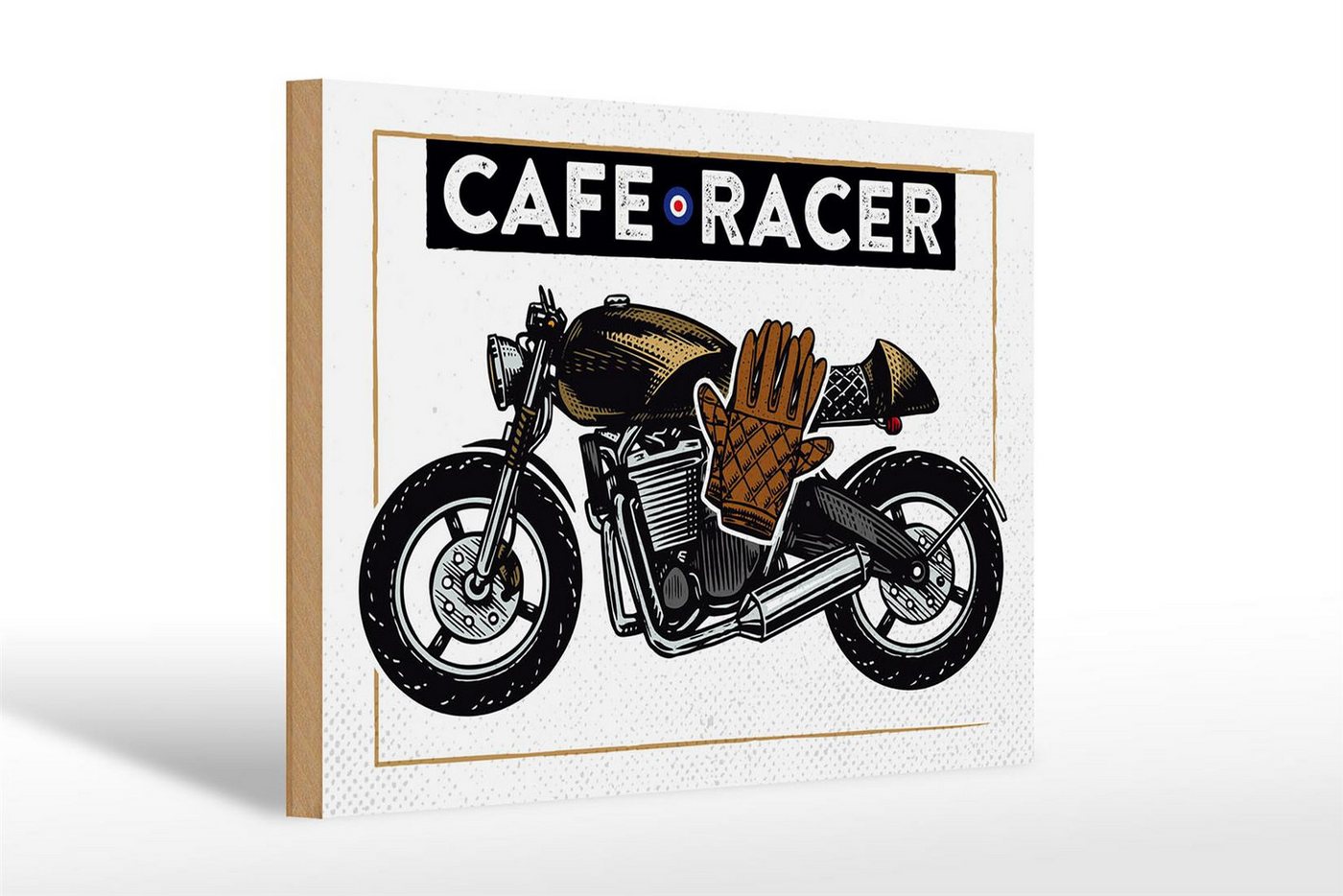 Femer GmbH Holzbild Motorcycle Cafe Racer Motorrad 30x20cm, Auto Motorrad Werkstatt Garage, Sprüche Zitate Lustiges (1 St), Glatte Holzfaserplatte (MDF), vorn beschichtet von Femer GmbH