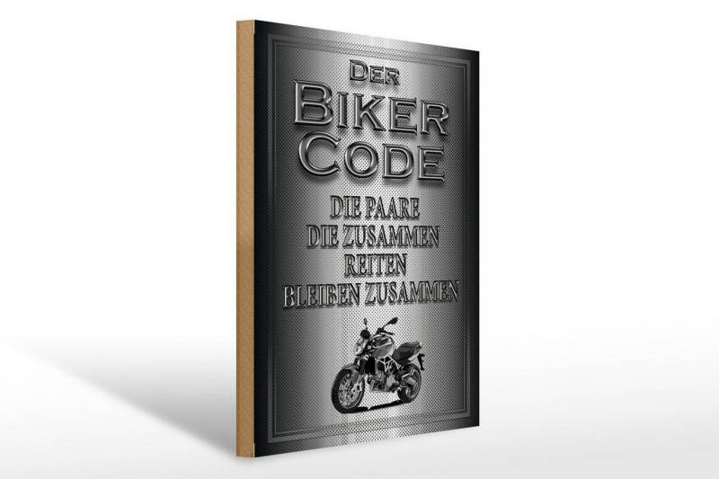 Femer GmbH Holzbild Motorrad 30x40cm Biker Code Paare zusammen, Auto Motorrad Werkstatt Garage (1 St), Glatte Holzfaserplatte (MDF), vorn beschichtet von Femer GmbH