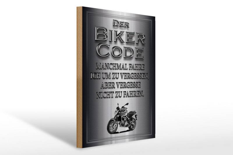Femer GmbH Holzbild Motorrad 30x40cm Biker Code fahren um zu vergessen, Auto Motorrad Werkstatt Garage (1 St), Glatte Holzfaserplatte (MDF), vorn beschichtet von Femer GmbH