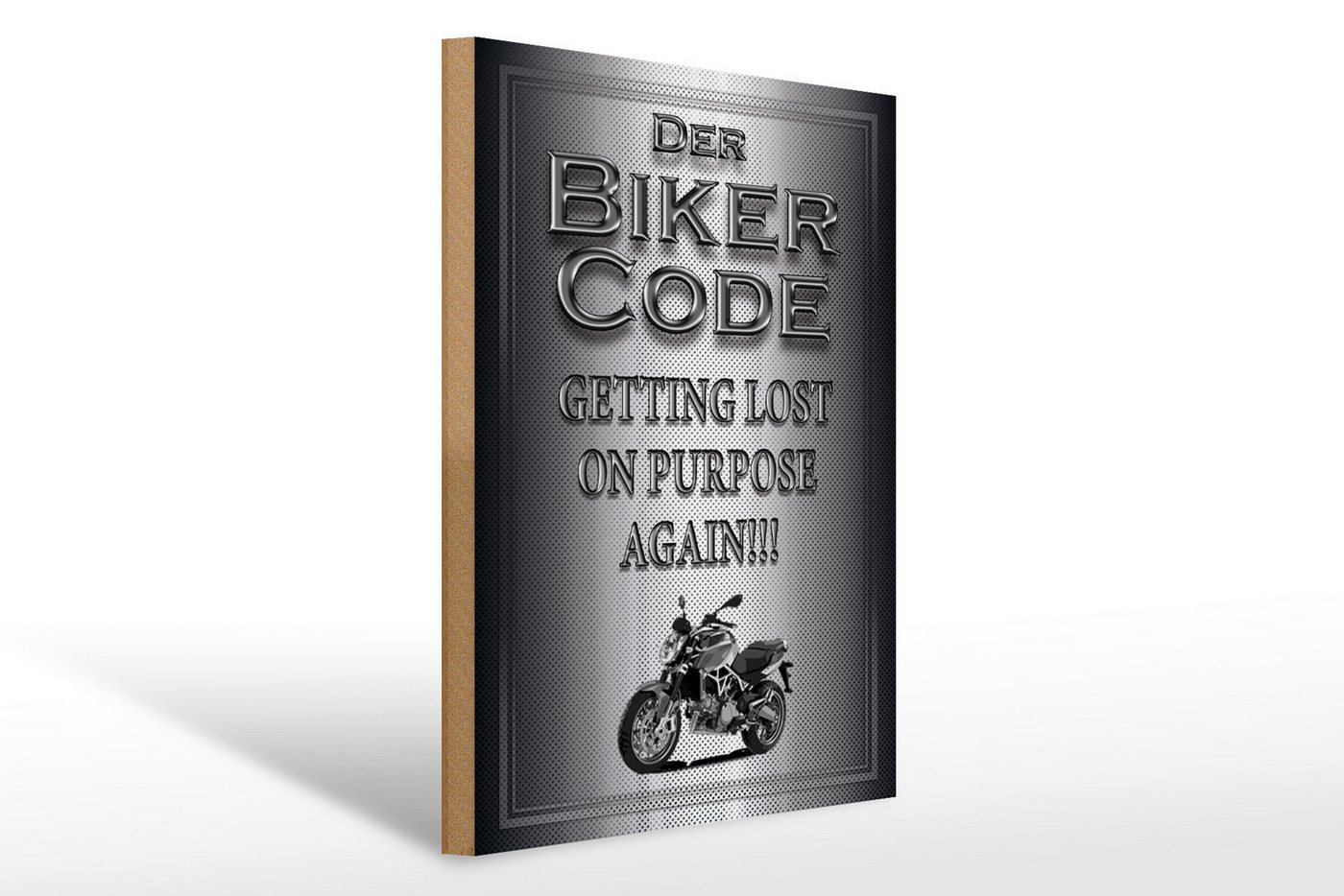 Femer GmbH Holzbild Motorrad 30x40cm Biker Code getting lost on, Auto Motorrad Werkstatt Garage (1 St), Glatte Holzfaserplatte (MDF), vorn beschichtet von Femer GmbH