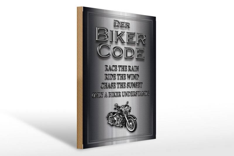 Femer GmbH Holzbild Motorrad 30x40cm Biker Code race the rain ride, Auto Motorrad Werkstatt Garage (1 St), Glatte Holzfaserplatte (MDF), vorn beschichtet von Femer GmbH