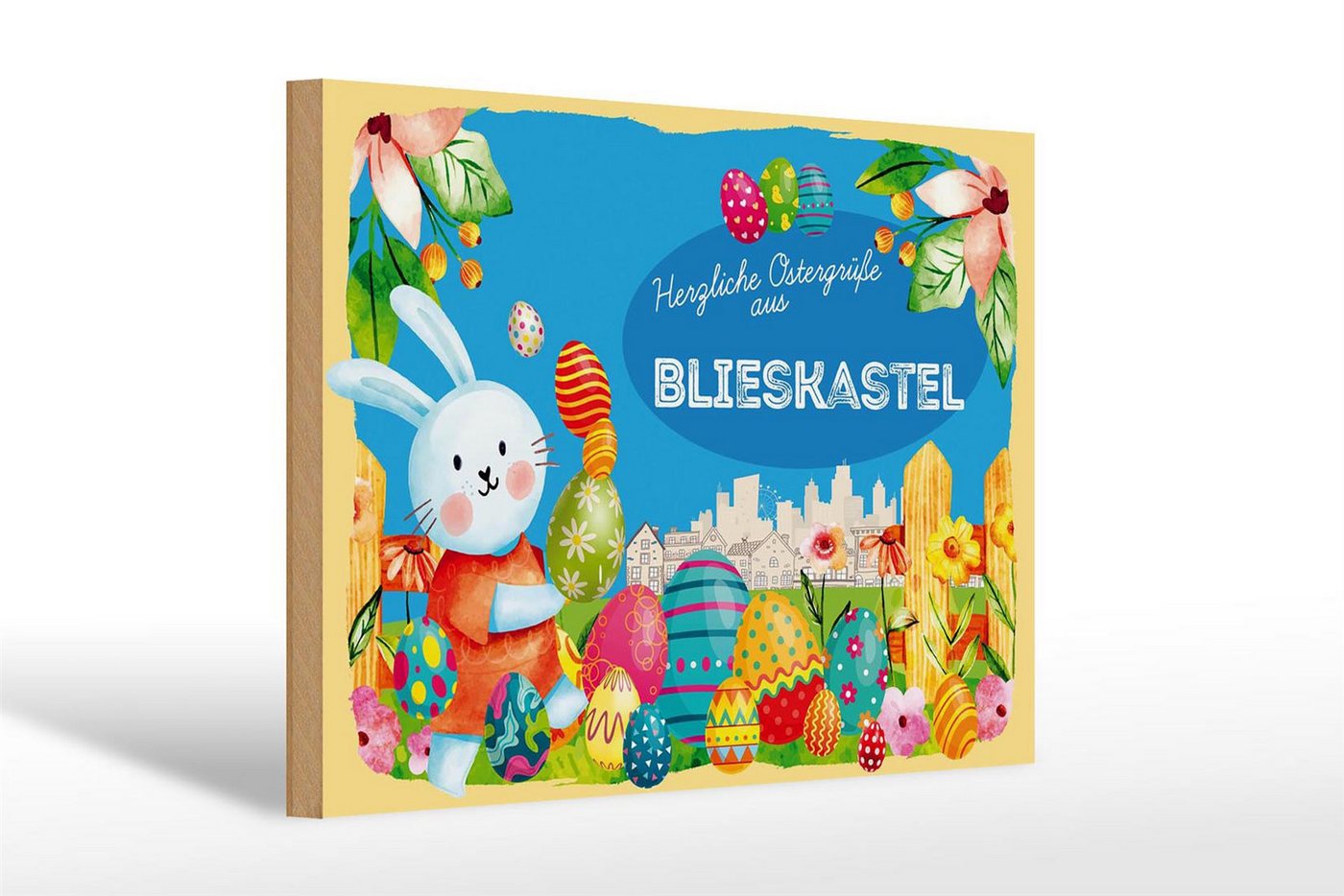 Femer GmbH Holzbild Ostern Ostergrüße 30x20cm BLIESKASTEL Deko, Feste und Feiertage (1 St), Glatte Holzfaserplatte (MDF), vorn beschichtet von Femer GmbH