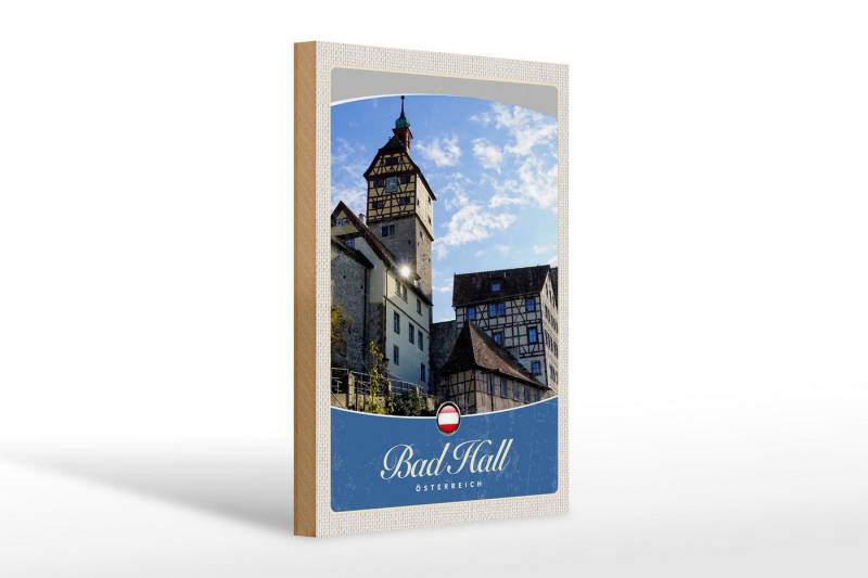 Femer GmbH Holzbild Reise 20x30cm Bad Hall Gebäude Mittelalter Urlaub, (1 St), Glatte Holzfaserplatte (MDF), vorn beschichtet von Femer GmbH