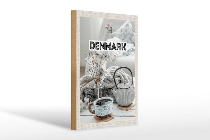 Femer GmbH Holzbild Reise 20x30cm Dänemark weiß Teekanne Decke, (1 St), Glatte Holzfaserplatte (MDF), vorn beschichtet von Femer GmbH