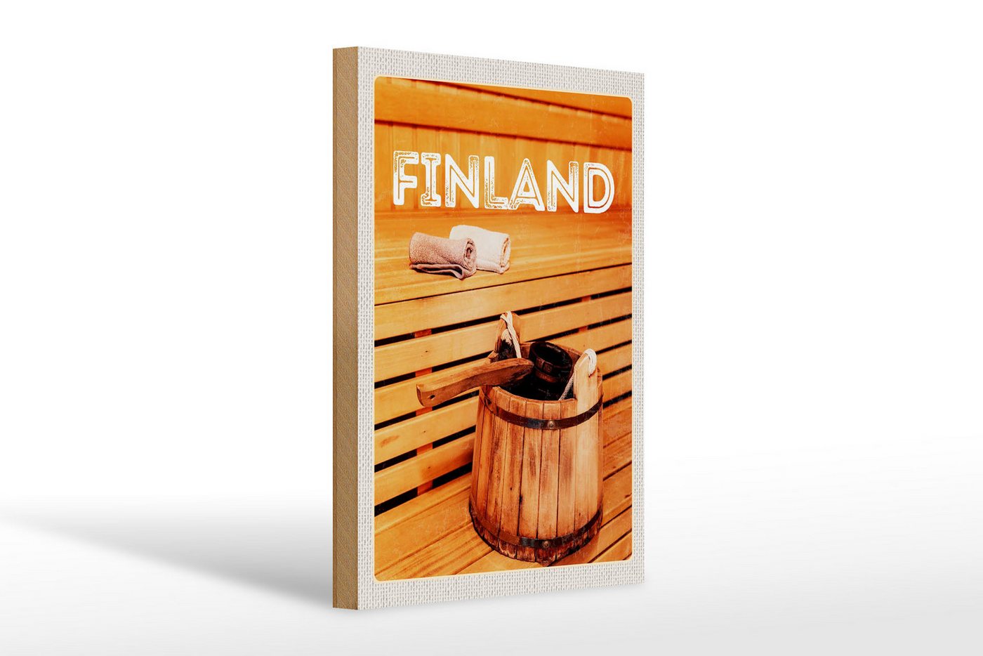 Femer GmbH Holzbild Reise 20x30cm Finnland Sauna Erholung Saunazubehör, (1 St), Glatte Holzfaserplatte (MDF), vorn beschichtet von Femer GmbH