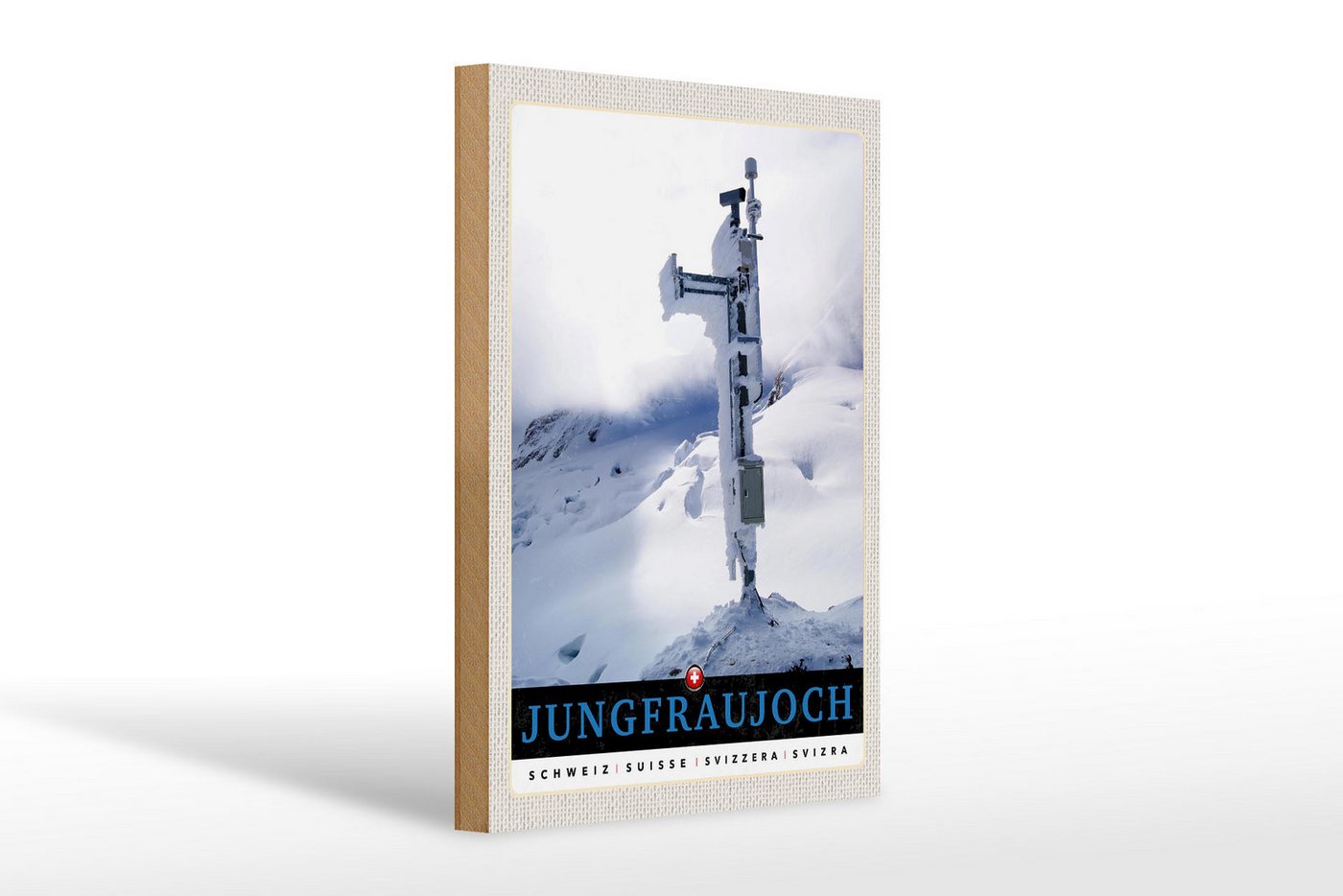 Femer GmbH Holzbild Reise 20x30cm Jungfraujoch Schweiz Winter Natur, (1 St), Glatte Holzfaserplatte (MDF), vorn beschichtet von Femer GmbH