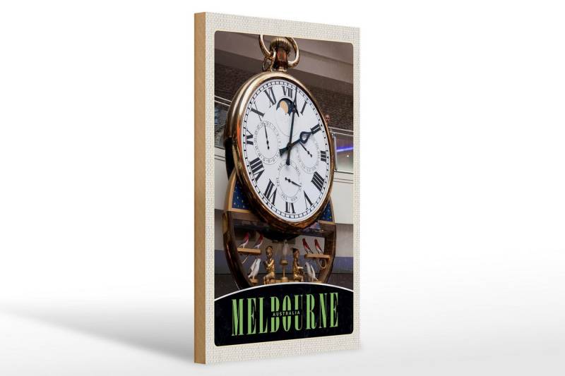 Femer GmbH Holzbild Reise 20x30cm Melbourne Australien Uhr Vögel, (1 St), Glatte Holzfaserplatte (MDF), vorn beschichtet von Femer GmbH