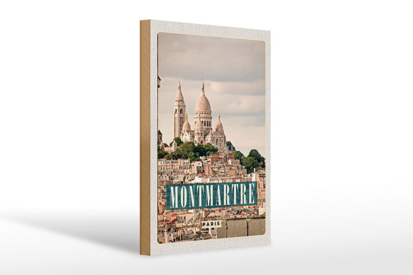 Femer GmbH Holzbild Reise 20x30cm Montamartre Paris Panorama Poster, (1 St), Glatte Holzfaserplatte (MDF), vorn beschichtet von Femer GmbH