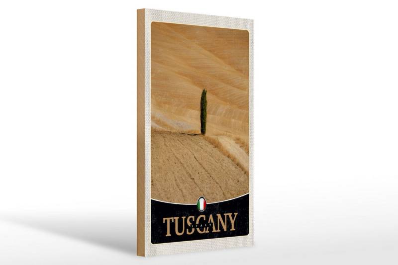 Femer GmbH Holzbild Reise 20x30cm Toskana Italien Wüste Baum Sand Schild, (1 St), Glatte Holzfaserplatte (MDF), vorn beschichtet von Femer GmbH