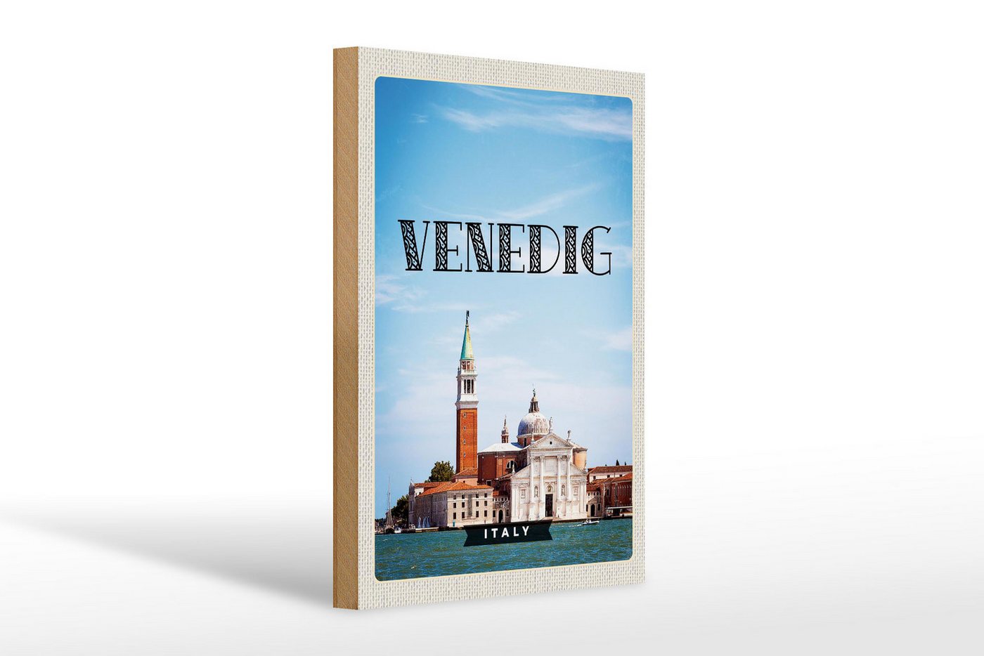 Femer GmbH Holzbild Reise 20x30cm Venedig Italy Tourismus Poster, (1 St), Glatte Holzfaserplatte (MDF), vorn beschichtet von Femer GmbH