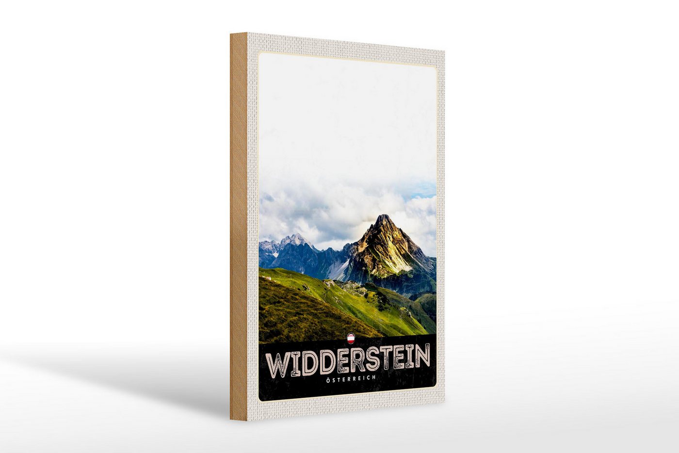 Femer GmbH Holzbild Reise 20x30cm Widderstein Österreich Berge Natur, (1 St), Glatte Holzfaserplatte (MDF), vorn beschichtet von Femer GmbH
