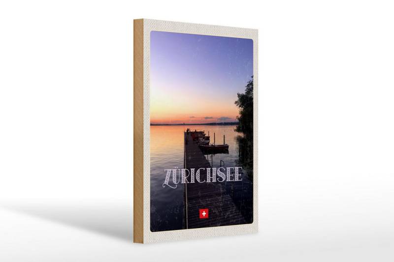Femer GmbH Holzbild Reise 20x30cm Zürich Schweiz Zürichsee Natur, (1 St), Glatte Holzfaserplatte (MDF), vorn beschichtet von Femer GmbH