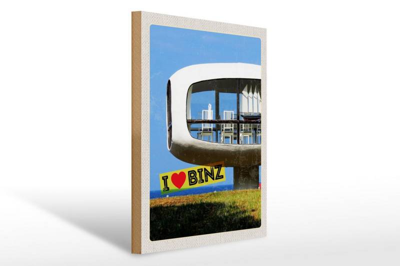 Femer GmbH Holzbild Reise 30x40cm Binz Deutschland Gebäude Stühle Tisch, (1 St), Glatte Holzfaserplatte (MDF), vorn beschichtet von Femer GmbH