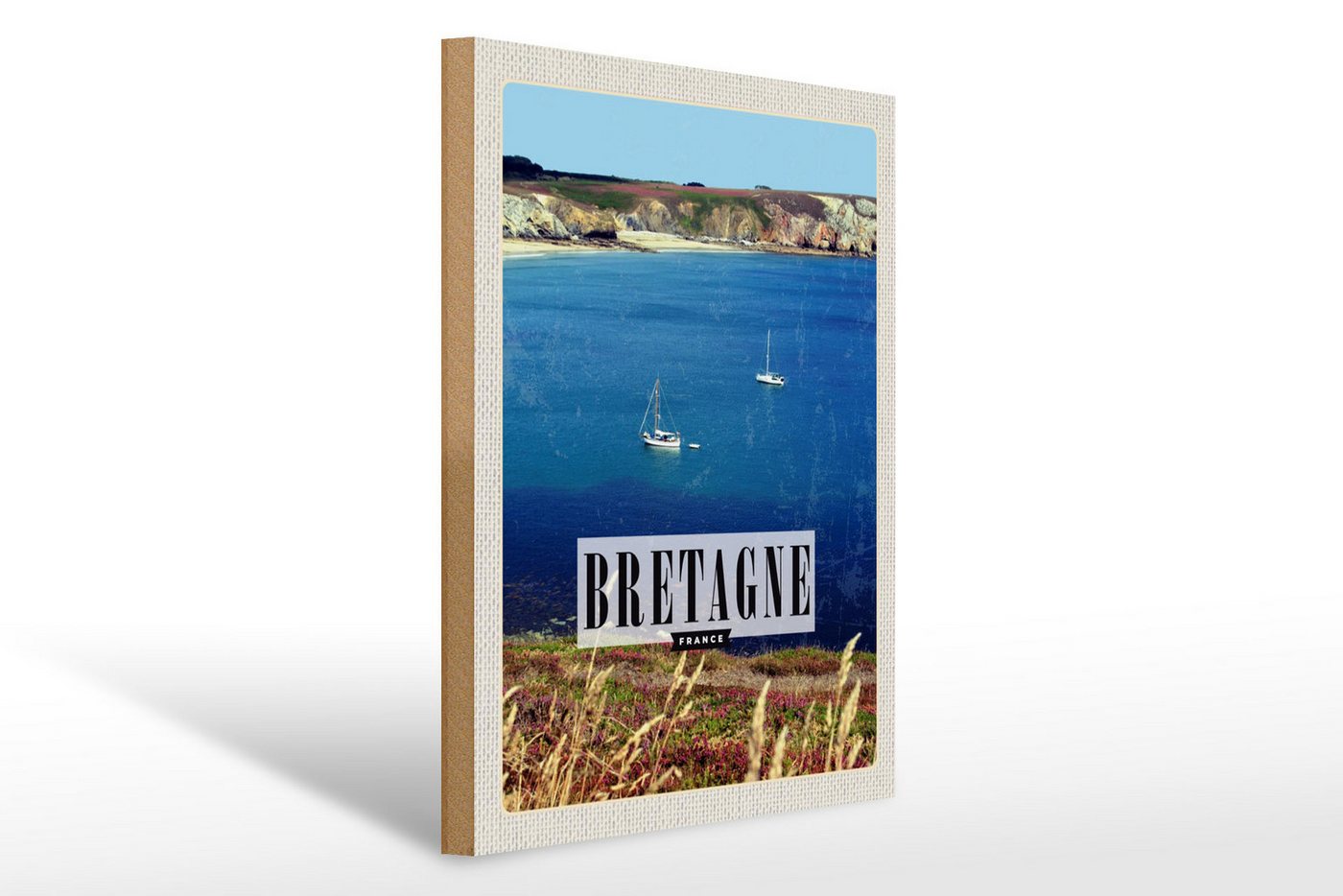 Femer GmbH Holzbild Reise 30x40cm Bretagne France Urlaub Poster, (1 St), Glatte Holzfaserplatte (MDF), vorn beschichtet von Femer GmbH