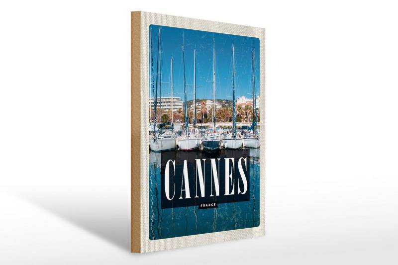Femer GmbH Holzbild Reise 30x40cm Cannes France Yachthafen Holz, (1 St), Glatte Holzfaserplatte (MDF), vorn beschichtet von Femer GmbH