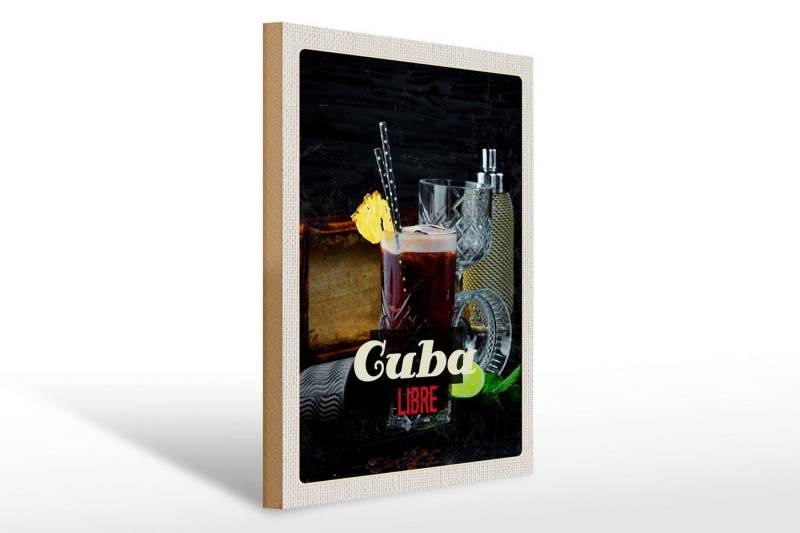 Femer GmbH Holzbild Reise 30x40cm Cuba Libre Cocktail Holz, (1 St), Glatte Holzfaserplatte (MDF), vorn beschichtet von Femer GmbH