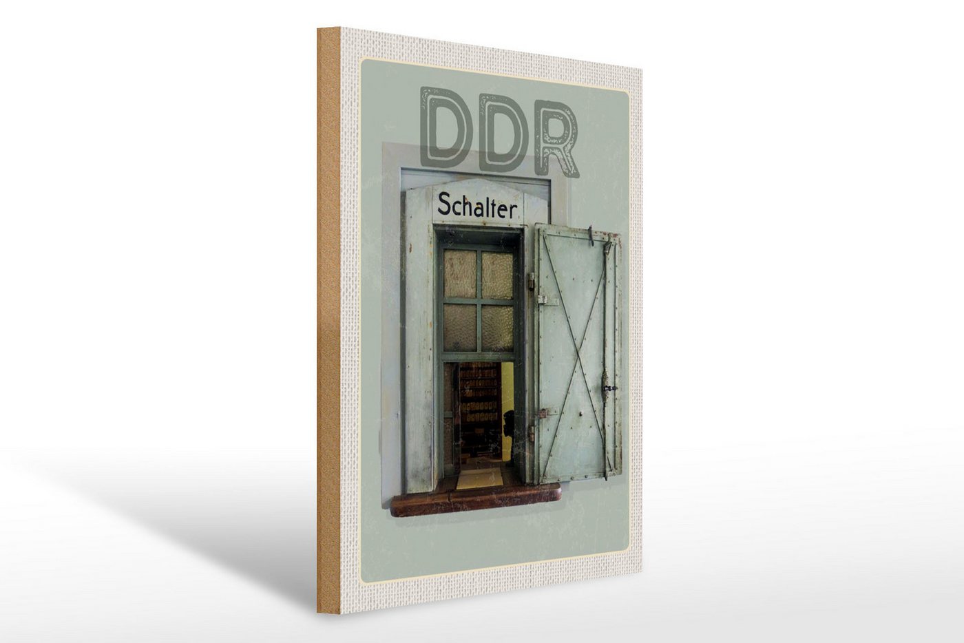 Femer GmbH Holzbild Reise 30x40cm DDR Tür mit Schalter Aufschrift, (1 St), Glatte Holzfaserplatte (MDF), vorn beschichtet von Femer GmbH