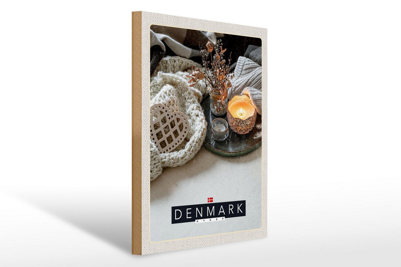 Femer GmbH Holzbild Reise 30x40cm Dänemark ration gemütlich Kerze, (1 St), Glatte Holzfaserplatte (MDF), vorn beschichtet von Femer GmbH
