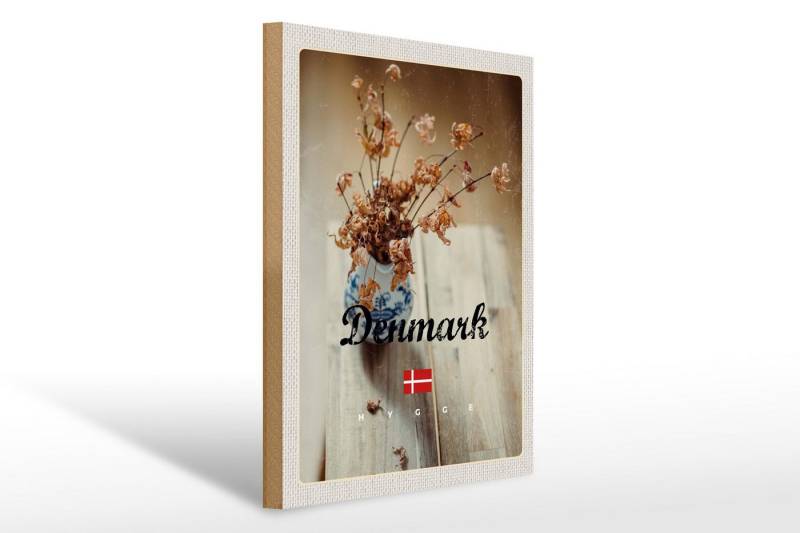 Femer GmbH Holzbild Reise 30x40cm Dänemark verwelkte Blumen in Vase, (1 St), Glatte Holzfaserplatte (MDF), vorn beschichtet von Femer GmbH