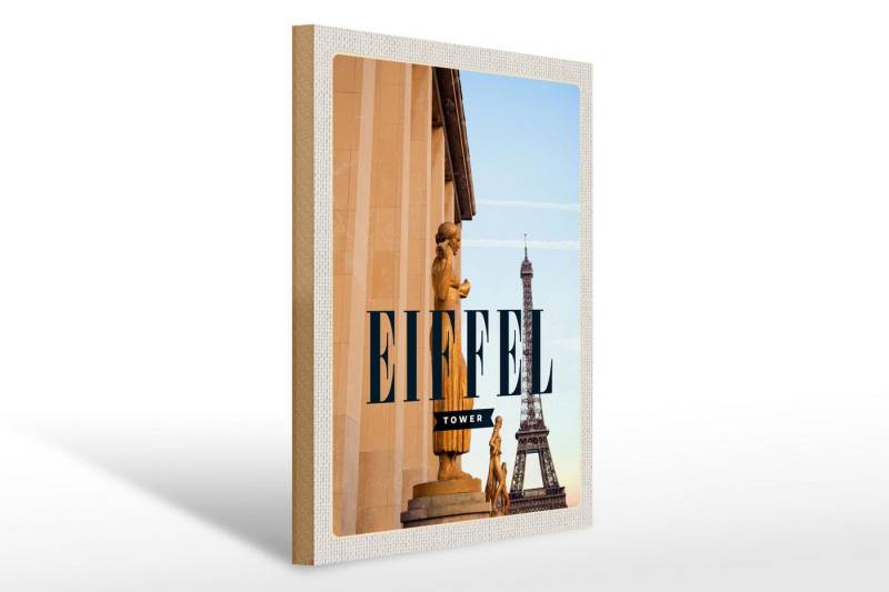 Femer GmbH Holzbild Reise 30x40cm Eiffel Tower Skulpturen Holz, (1 St), Glatte Holzfaserplatte (MDF), vorn beschichtet von Femer GmbH