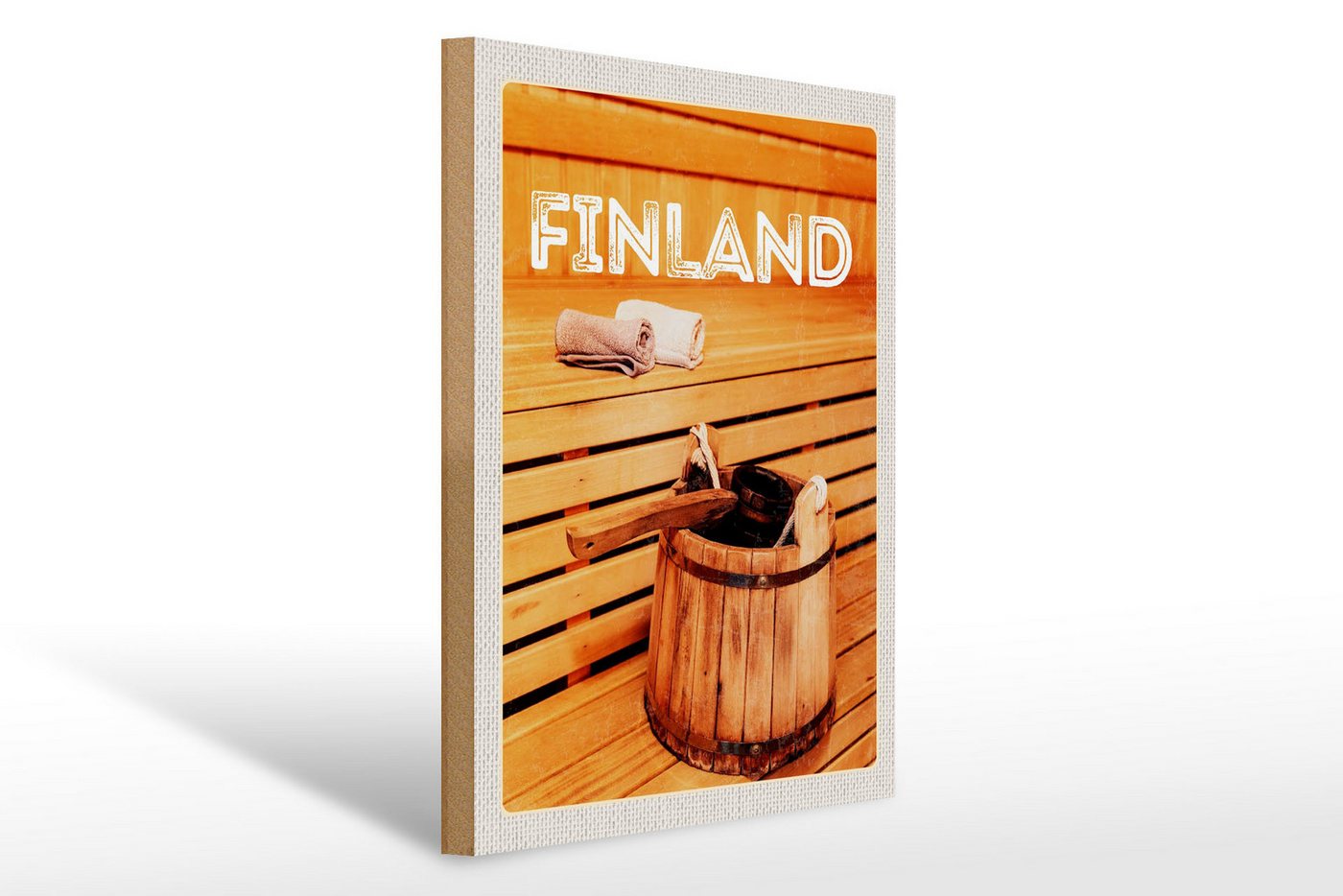 Femer GmbH Holzbild Reise 30x40cm Finnland Sauna Saunazubehör, (1 St), Glatte Holzfaserplatte (MDF), vorn beschichtet von Femer GmbH