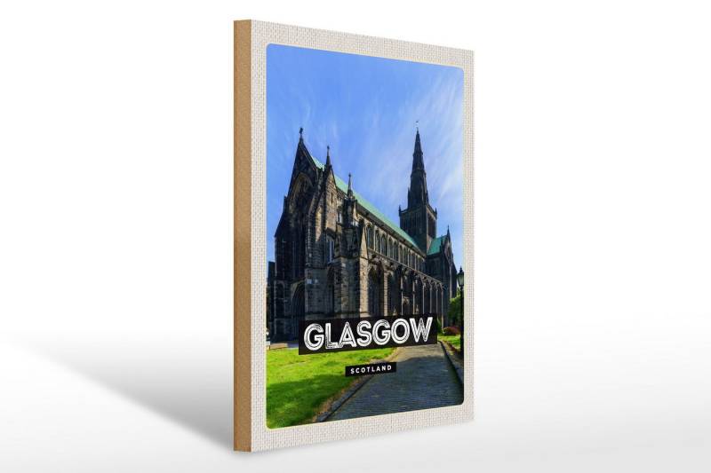Femer GmbH Holzbild Reise 30x40cm Glasgow Scotland Schloss Holz, (1 St), Glatte Holzfaserplatte (MDF), vorn beschichtet von Femer GmbH