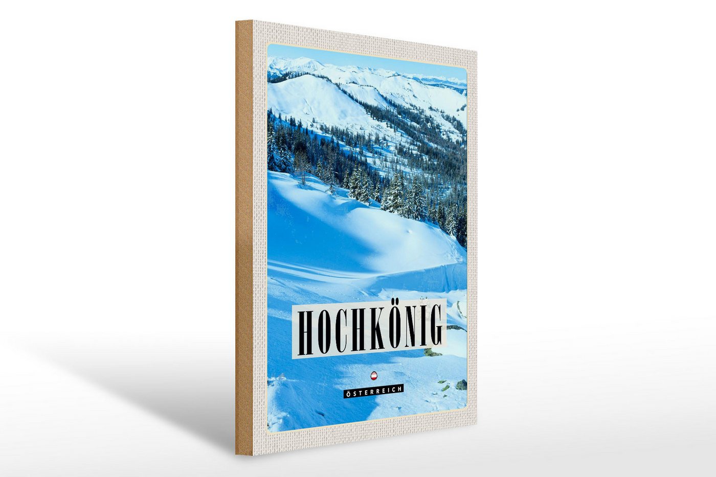 Femer GmbH Holzbild Reise 30x40cm Hochkönig Skipiste Winter Schnee Natur, (1 St), Glatte Holzfaserplatte (MDF), vorn beschichtet von Femer GmbH