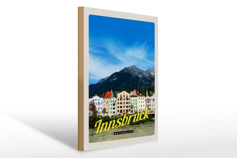 Femer GmbH Holzbild Reise 30x40cm Innsbruck Gebirge Natur Aussicht Stadt, (1 St), Glatte Holzfaserplatte (MDF), vorn beschichtet von Femer GmbH
