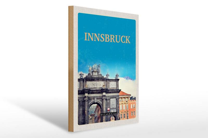 Femer GmbH Holzbild Reise 30x40cm Innsbruck Österreich Schloss Skulptur, (1 St), Glatte Holzfaserplatte (MDF), vorn beschichtet von Femer GmbH
