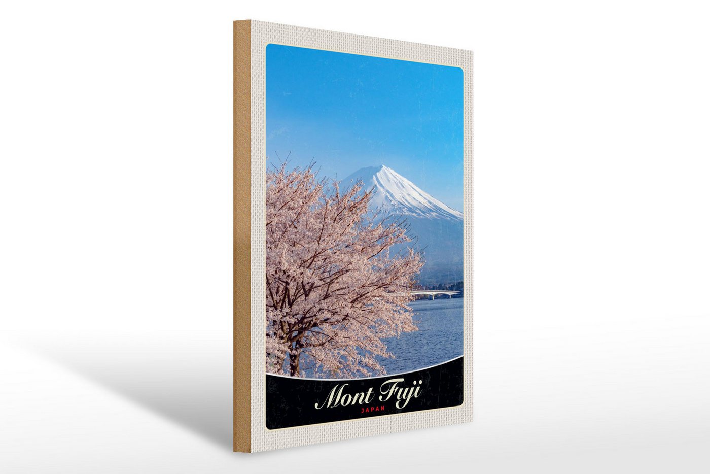 Femer GmbH Holzbild Reise 30x40cm Mont Fuji Japan Asien Gebirge Baum, (1 St), Glatte Holzfaserplatte (MDF), vorn beschichtet von Femer GmbH