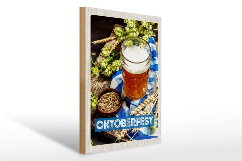 Femer GmbH Holzbild Reise 30x40cm Oktoberfest Bier Glas Weizen Holz, (1 St), Glatte Holzfaserplatte (MDF), vorn beschichtet von Femer GmbH