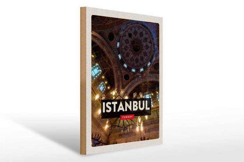 Femer GmbH Holzbild Reise 30x40cm Retro Istanbul Turkey Groï¿½er Markt Holz, (1 St), Glatte Holzfaserplatte (MDF), vorn beschichtet von Femer GmbH