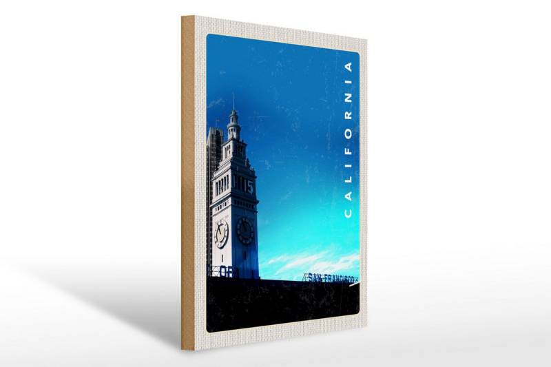 Femer GmbH Holzbild Reise 30x40cm San Francisco Kalifornien Uhr Turm, (1 St), Glatte Holzfaserplatte (MDF), vorn beschichtet von Femer GmbH