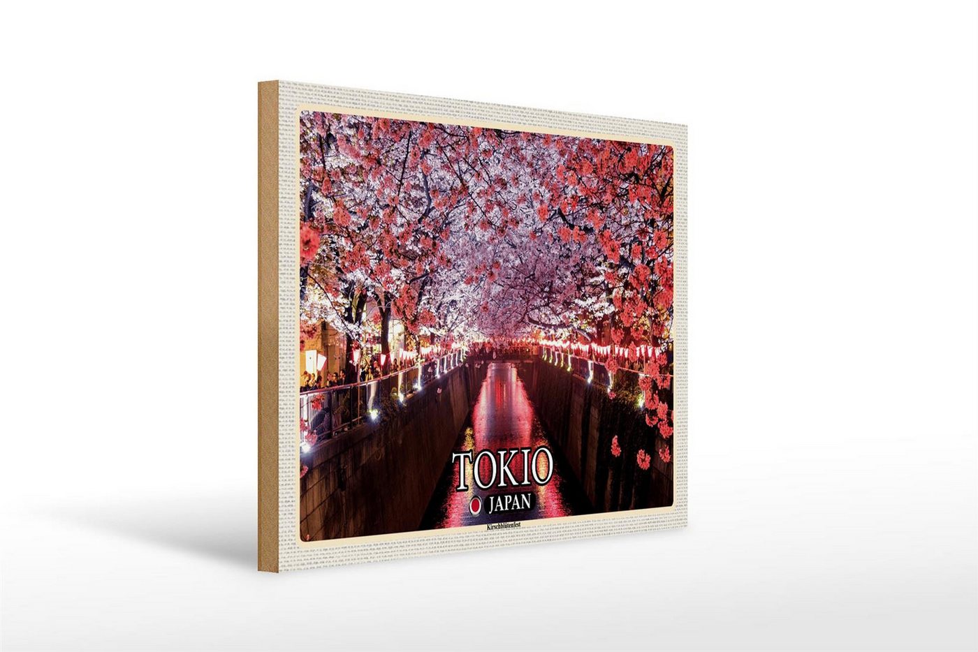 Femer GmbH Holzbild Reise 40x30cm Tokio Japan Kirschblütenfest Bäume Fluss, (1 St), Glatte Holzfaserplatte (MDF), vorn beschichtet von Femer GmbH