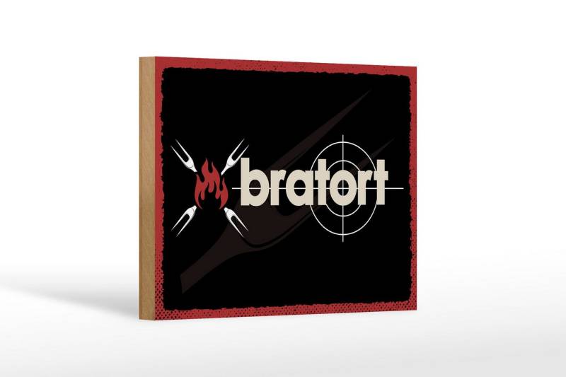 Femer GmbH Holzbild Spruch 12x18 cm Bratort Grill Gabeln, (1 St), Glatte Holzfaserplatte (MDF), vorn beschichtet von Femer GmbH