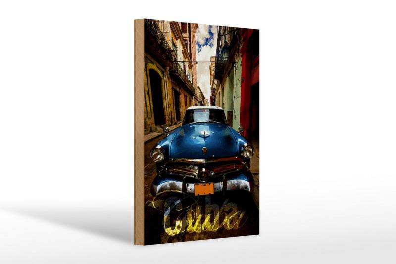 Femer GmbH Holzbild Spruch 20x30cm Cuba alte Autos Oldtimer, Auto Motorrad Werkstatt Garage (1 St), Glatte Holzfaserplatte (MDF), vorn beschichtet von Femer GmbH