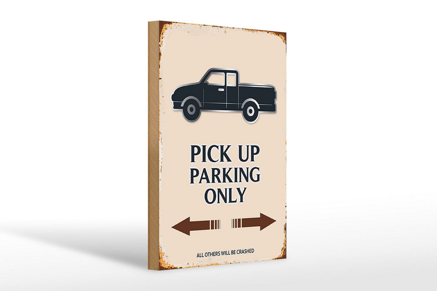Femer GmbH Holzbild Spruch 20x30cm Pick up parking only, Auto Motorrad Werkstatt Garage, Parkplatz (1 St), Glatte Holzfaserplatte (MDF), vorn beschichtet von Femer GmbH