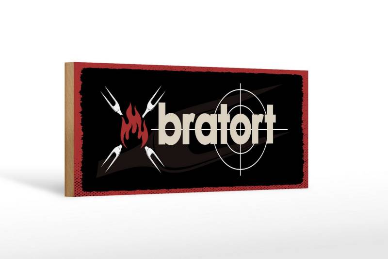 Femer GmbH Holzbild Spruch 27x10 cm Bratort Grill Gabeln, (1 St), Glatte Holzfaserplatte (MDF), vorn beschichtet von Femer GmbH