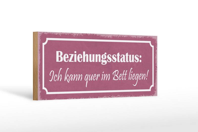 Femer GmbH Holzbild Spruch 27x10cm Beziehungsstatus quer im Bett, Sprüche Zitate Lustiges (1 St), Glatte Holzfaserplatte (MDF), vorn beschichtet von Femer GmbH