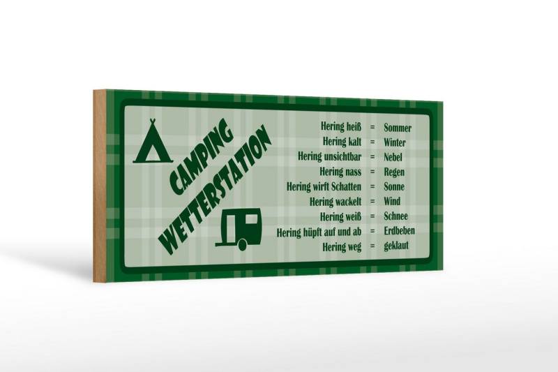 Femer GmbH Holzbild Spruch 27x10cm Camping Wetterstation Campinganhänger, Camping Sport Hobby Freizeit, Sprüche Zitate Lustiges (1 St), Glatte Holzfaserplatte (MDF), vorn beschichtet von Femer GmbH
