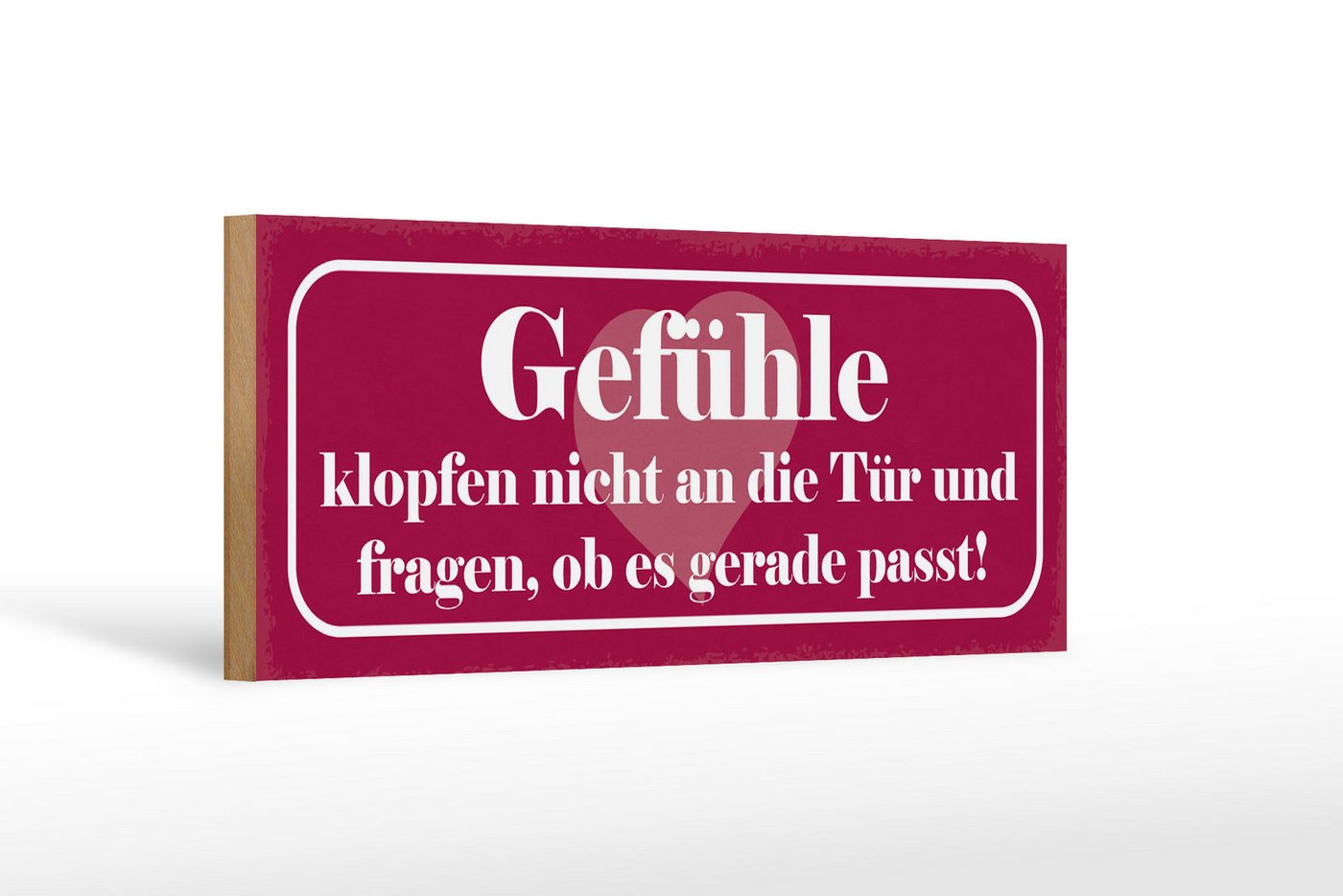 Femer GmbH Holzbild Spruch 27x10cm Gefühle klopfen nicht an die Tür, Sprüche Zitate Lustiges (1 St), Glatte Holzfaserplatte (MDF), vorn beschichtet von Femer GmbH