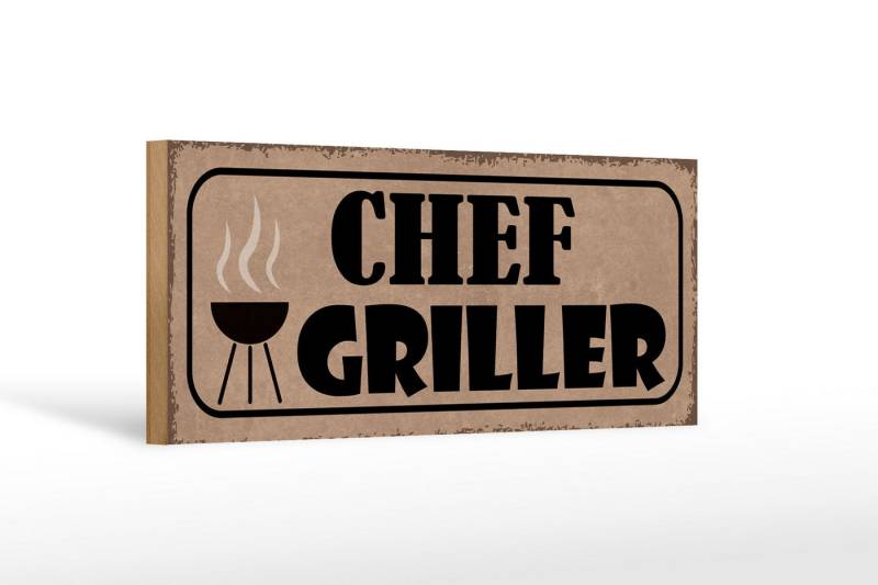 Femer GmbH Holzbild Spruch 27x10cm Grill Chef Griller, Camping Sport Hobby Freizeit, Sprüche Zitate Lustiges (1 St), Glatte Holzfaserplatte (MDF), vorn beschichtet von Femer GmbH