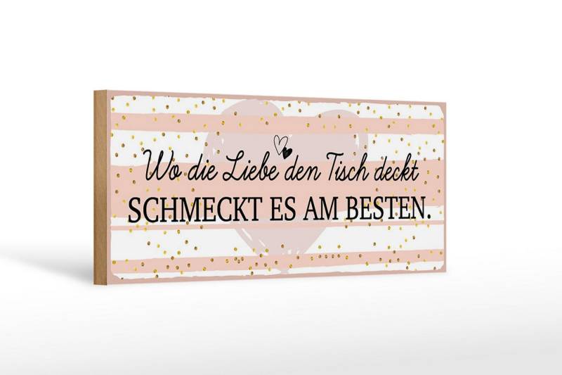 Femer GmbH Holzbild Spruch 27x10cm Wo die Liebe den Tisch deckt, Sprüche Zitate Lustiges (1 St), Glatte Holzfaserplatte (MDF), vorn beschichtet von Femer GmbH