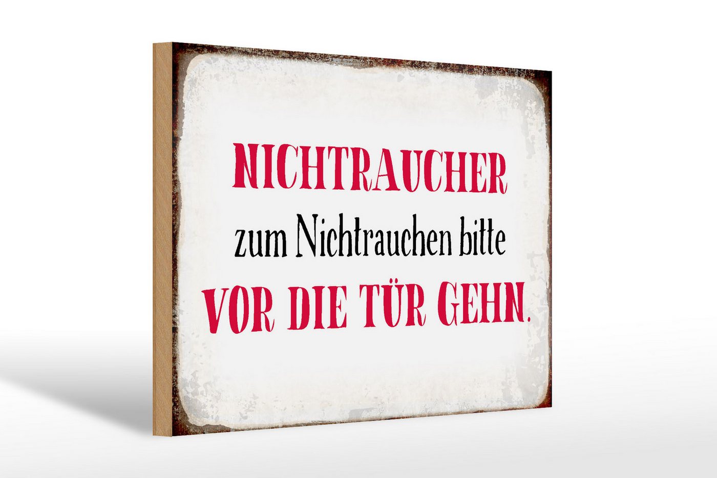 Femer GmbH Holzbild Spruch 30x20cm Nichtraucher bitte vor die Tür, Sprüche Zitate Lustiges (1 St), Glatte Holzfaserplatte (MDF), vorn beschichtet von Femer GmbH