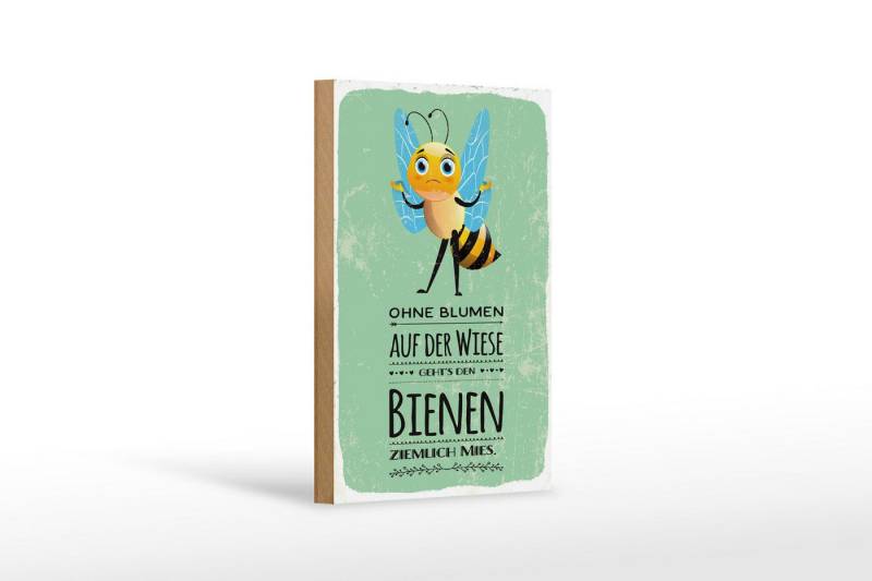 Femer GmbH Holzbild Spruch 30x40 cm Ohne Blumen geht’s den Bienen ziemlich Mies, (1 St), Glatte Holzfaserplatte (MDF), vorn beschichtet von Femer GmbH